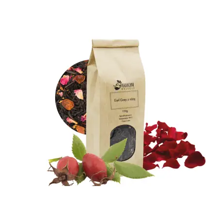 Herbata czarna ceylon Earl Grey z różą pakowana 100g