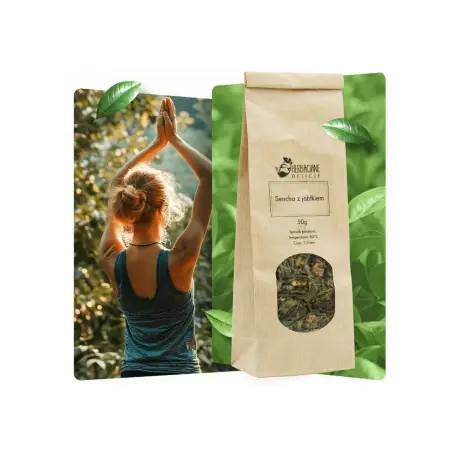Herbata liściasta Sencha z jabłkiem pakowana 50g