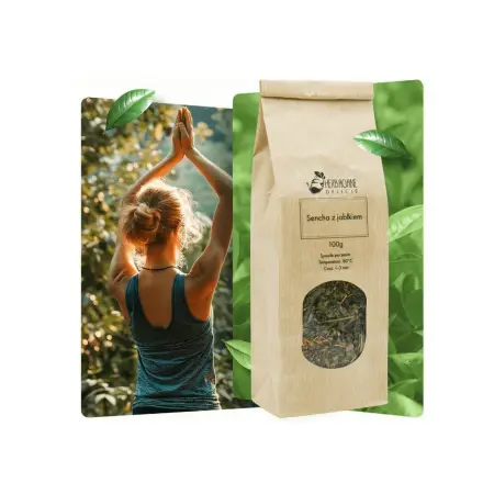 Zielona herbata Sencha z jabłkiem pakowana 100g