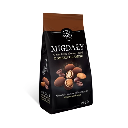 Migdały w czekoladzie mlecznej i białej o smaku tiramisu 80g