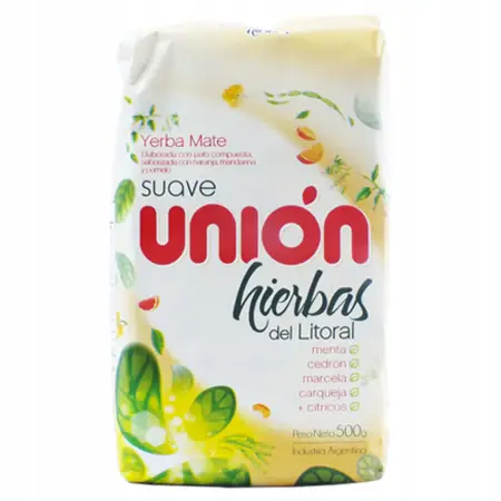 YERBA MATE UNION HIERBAS DEL LITORAL ZIOŁOWA WERBENA MIĘTA CYTRUSY 500G