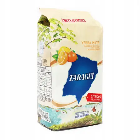 YERBA MATE TARAGUI CITROS DEL LITORAL ARGENTYŃSKA POMARAŃCZOWA 500G